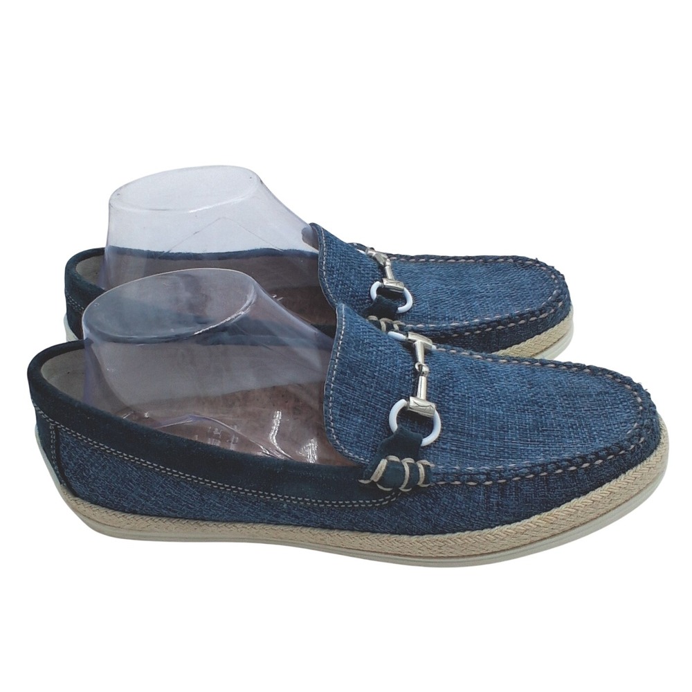 Martin Dingman Shoes Mens 8.5 M Blue Braided Bit Loafers Slip on Drivers